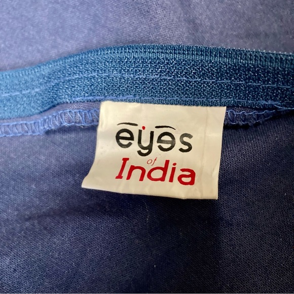 Floor Poof EYES OF INDIA Blue Gold Round BoHo Floor Throw Pillow Round 28 inches - Picture 9 of 16